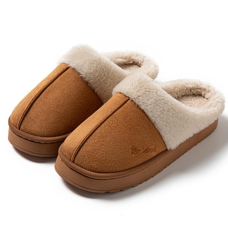 Cotton Slippers Suede Slippers Winter New Outer Wear Big Hair Slippers Home Slippers