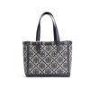 Tory Burch T Monogram Logo Print Matte Texture Woven Jacquard Leather Bucket Shoulder Bag Small Women Handbags Navy-Blue 81803-405