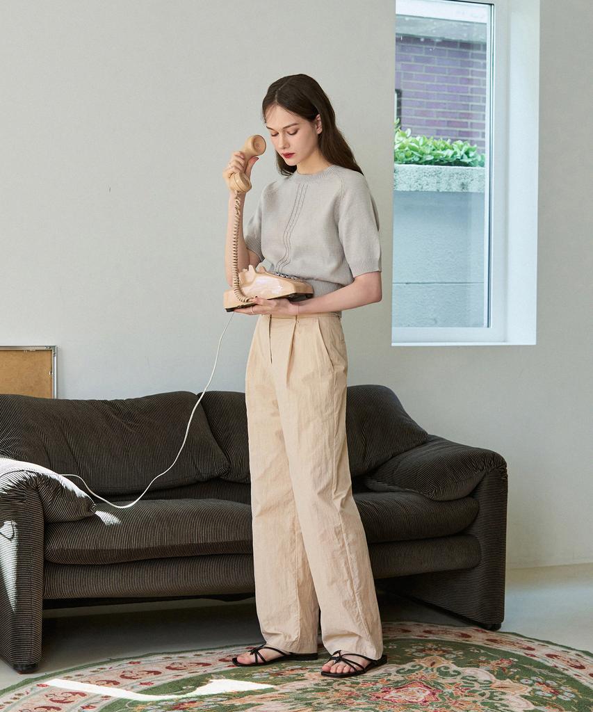 Deuloupisumeon One-Pleat Nylon Slacks [White]