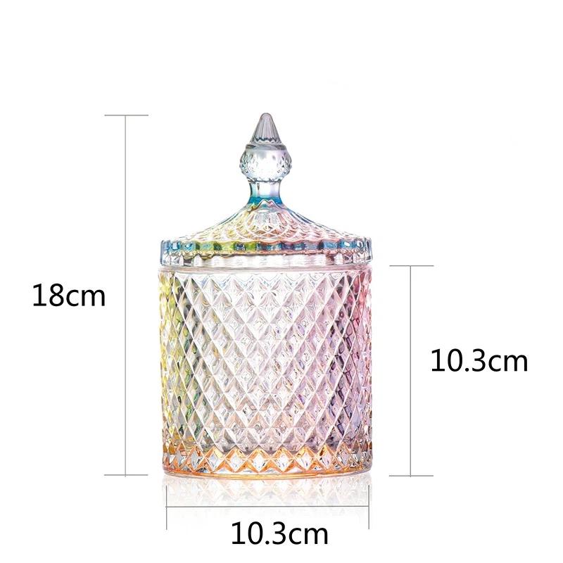 Europäisches Retro-Glas-Aufbewahrungsglas mit Deckel, Transparenter Goldener Schmuck- & Wattestäbchenhalter, Süßigkeiten- & Make-up-Pinsel-Organizer