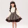 New plaid skirt sweet little children co daily sweet sister cute girl