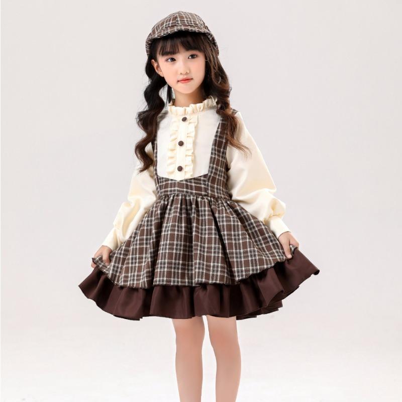 New plaid skirt sweet little children co daily sweet sister cute girl
