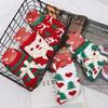 Autumn And Winter Coral Fleece Christmas Women'S Socks Home Heating Floor Socks Chinese New Year Festive Big Red Socks Female Cartoon Elk Socks