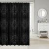 Boho Damask Shower Curtain - Baroque Style Antique Ornament, European Pattern Floral Decorative Polyester Fabric - Black & Grey