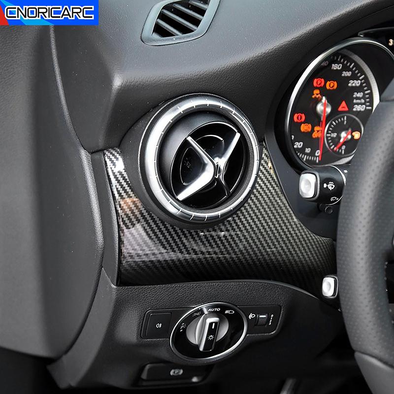 Car Accessory Dashboard Left Side Air Outlet Frame Cover Trim Carbon Fiber Pattern For Mercedes Benz CLA C117 GLA X156 2013-2018