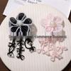 Korean Tassel Seed Bead Pearl Flower Earrings, Hair Clips, and Brooch Accessories