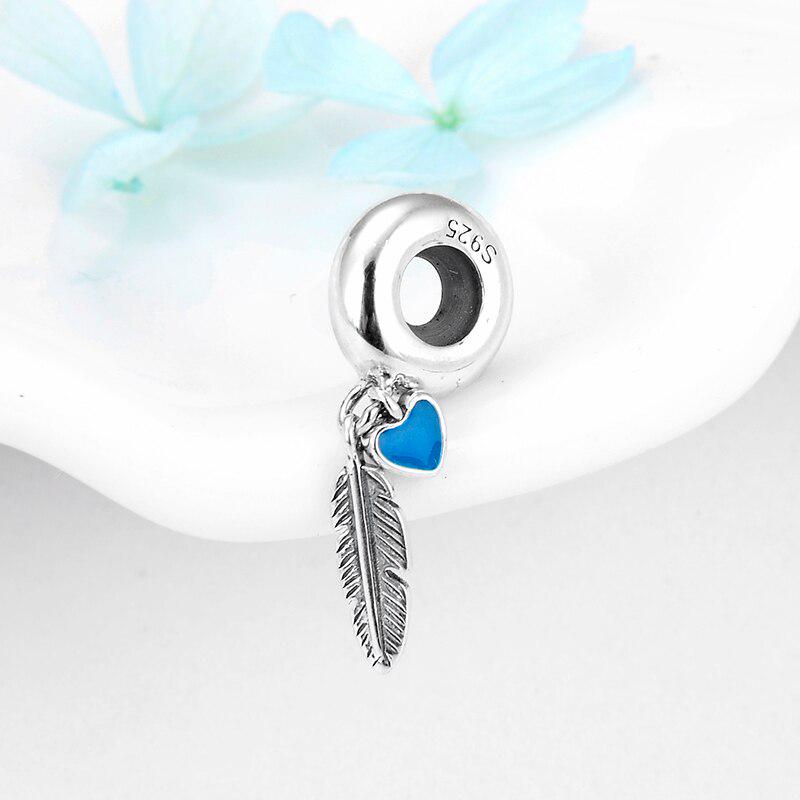 

KATAOKA стерлингового серебра 925 пробы с перьями и синей эмалью в виде сердечек, подвески для ювелирных изделий, подходят для оригинального европейского браслета зелёный