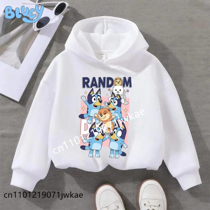 

2026 Cute Bluey Friends Print Kids Hoodie Multi-color Long Sleeve Autumn Winter Children Top for Boys Girls Fashion Hoodies 160 белый