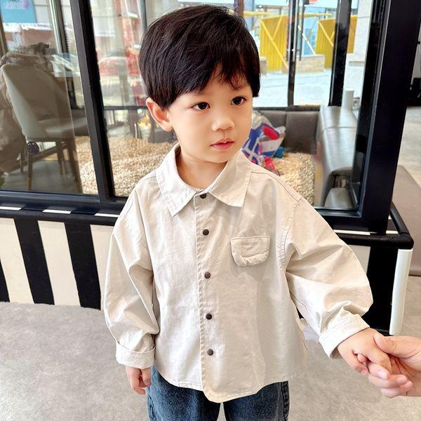 

Детская рубашка однотонная рубашка со стойкой воротником мальчиковая корейская верхняя одежда тренд для малышей 130