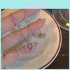 Cute And Playful Pink Diamond Love Heart Necklace Ideal Gift For Girlfriend Unique Design Collarbone Chain