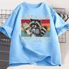 Just A Dad Who Always Came Back with The Milk T Shirt Women Fathers Day Gift Funny Raccoon Printed Tshirt Dad Husband Tshirt