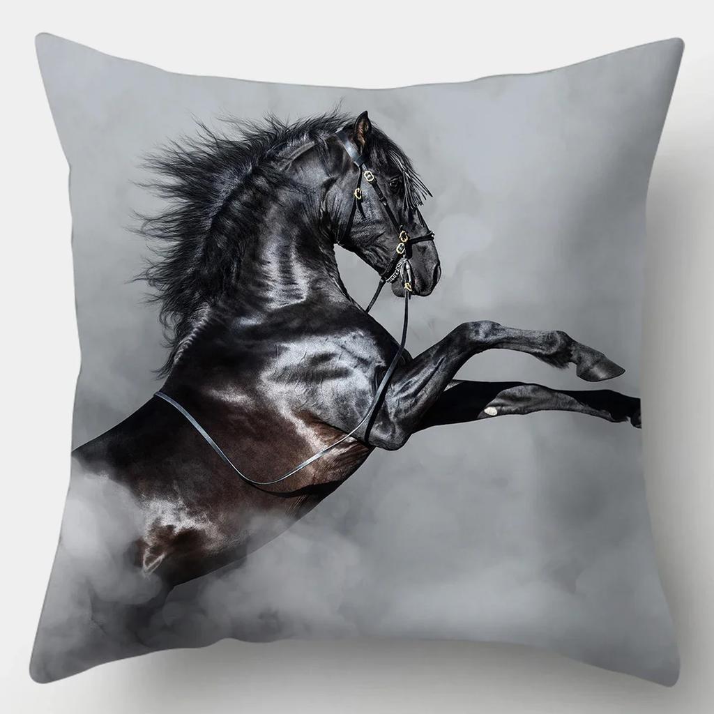 45x45cm Kissenbezug Heimdeko Kissenbezüge Sofa Schlafzimmer Wildtier Kissenbezug Kissen Löwe Pferd Tiger Kissenbezug
