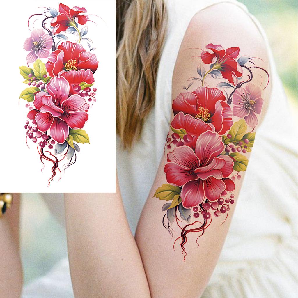 1 Sheet Black Henna Mandala Flower Temporary Tattoos For Women Girls Fake Lace Tattoo Sticker Disposable Decoration Adults Tatoo