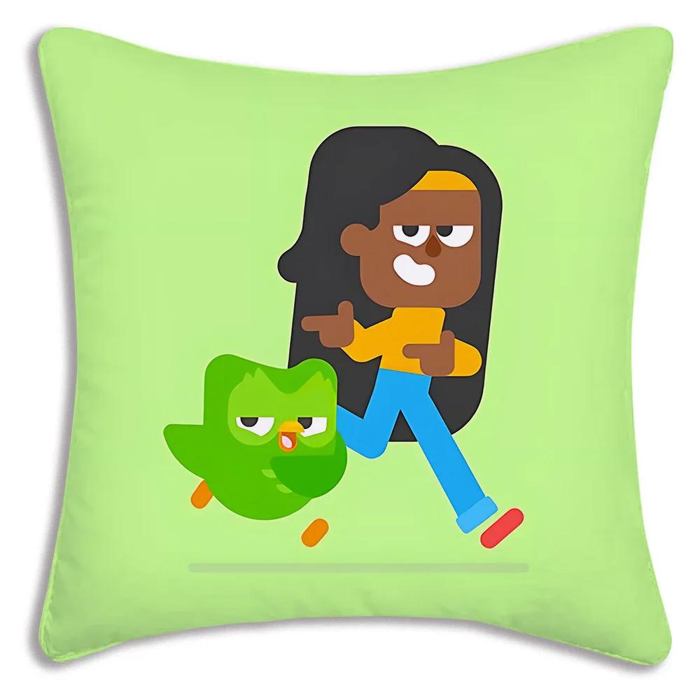 Duolingo Örngott Tecknad Soffa Dekorativ Hem Dubbelsidig Tryckning Kort Plysch Söt Kuddfodral