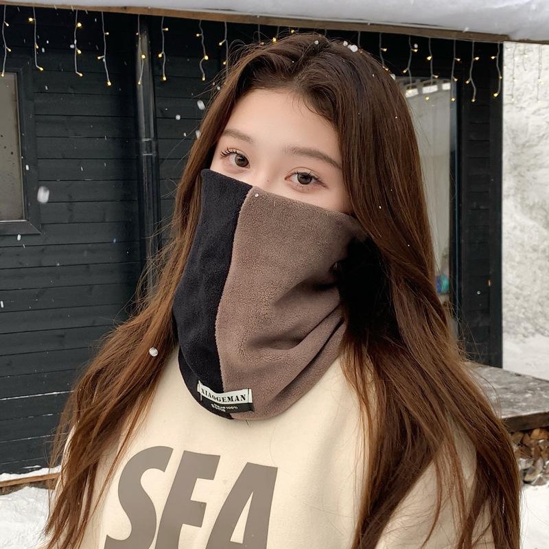 SAYI Winter Double-Layer Warm Neck Gaiter: Unisex Color Block Pullover Scarf for Cycling & Cold Protection