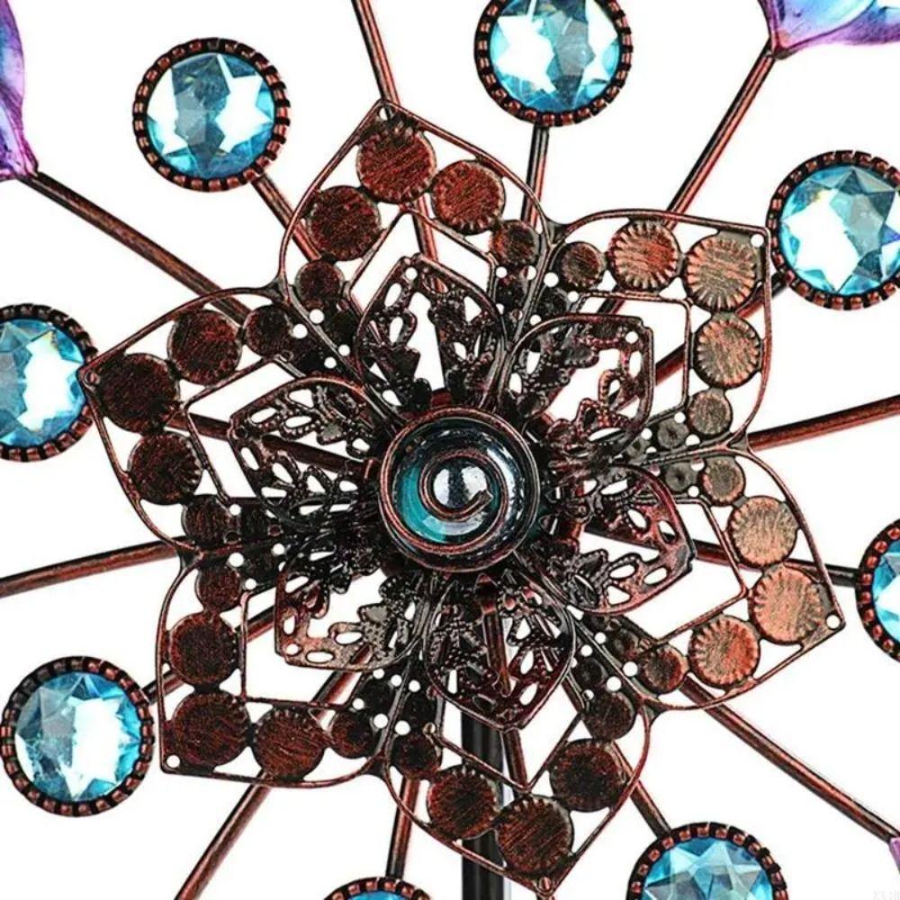 Removable Windmill Spinner Rotating Metal Windmill Landscape Art Decoration Flower Pinwheel  Yard