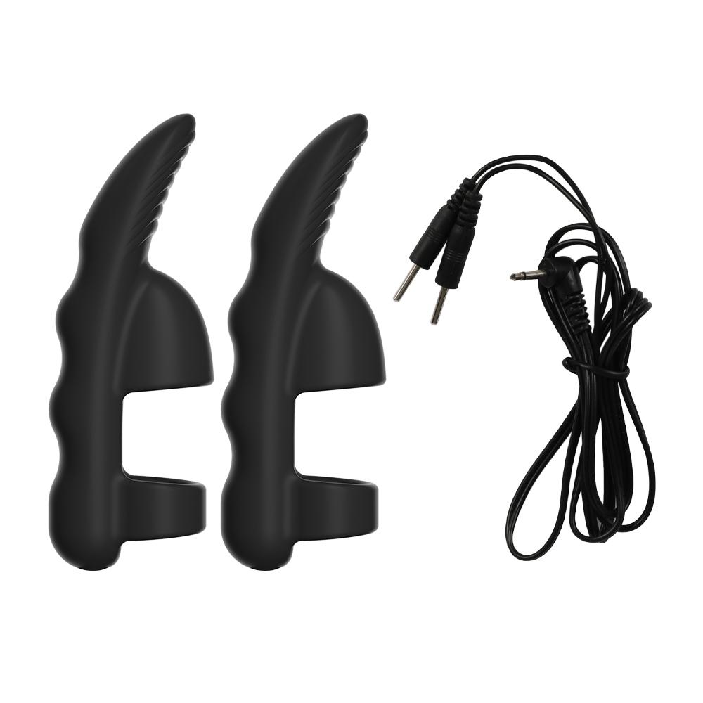 Electro Shock Penis Massager Finger Sleeve Vibrators for Male Glans G-point Stimulator Delayed Ejaculation Trainer Ring Sex Toys