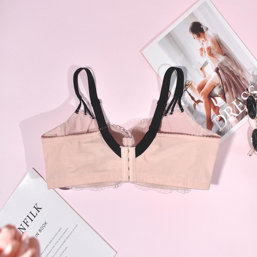 Plus Size Sexy Underwear Comfortable Gathered with Steel Ring Adjustment Anti-sagging Lace Bra