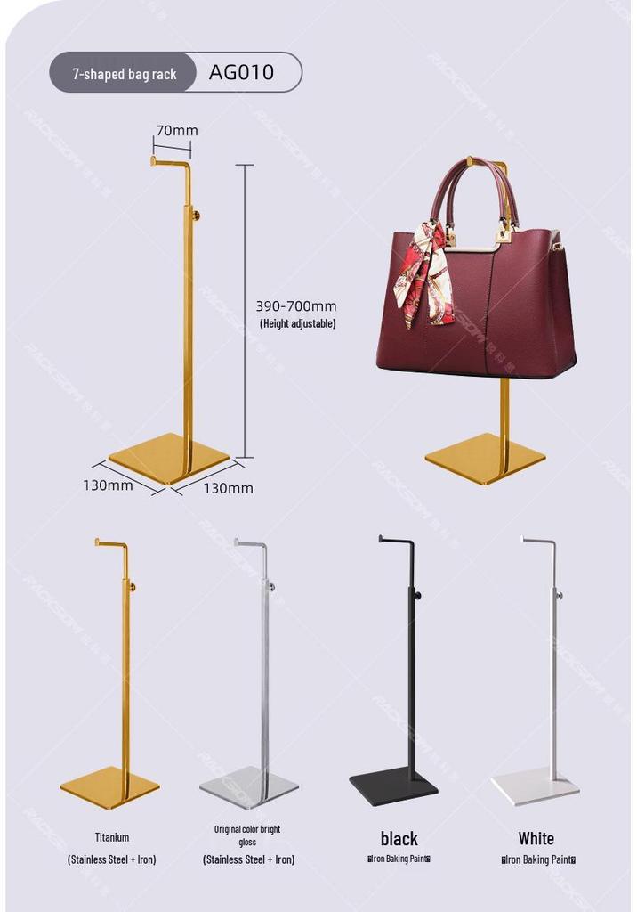 Stainless Steel Floor Standing Handbag Display Rack for Men’s & Women’s Bags