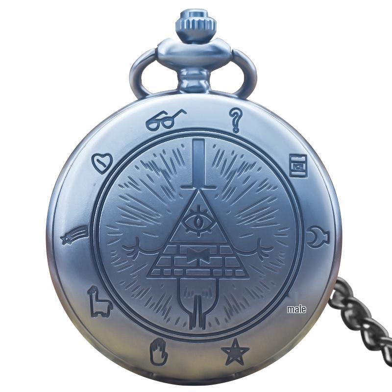Cartoon Creepy Town Triangle One-Eyed Devil Necklace Quartz Pocket Watch