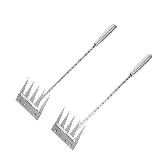 Stainless Steel Weed Remover Tool 5 Teeth Manual Weed Tool Ergonomic Handle Weed Removal Tool for Gardening Backyard Yard Farm Planting Weeding and