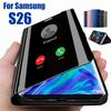 Plating Smart Mirror Flip Leather Phone Case for Samsung Galaxy S26 Ultra S26 S25 Edge S24 S23 S22 S21 FE Plus Kickstand PU Shockproof Bumper Cover