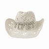 Rhinestone Letters Bride Wifey Cowboy Hat Crochet Breathable Western Cowboy Hat Hollow Cowgirl Hat For Wedding Bridal Party