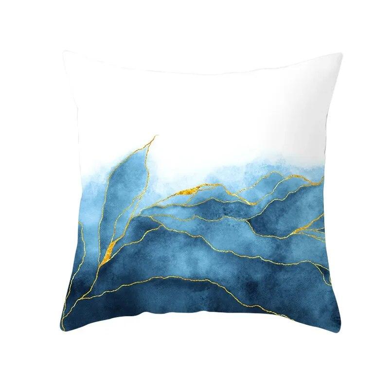 45x45cm Light Luxury Blue Abstract Print Throw Pillow Cover Sofa Cushion  Marble Stripe   Home Decor