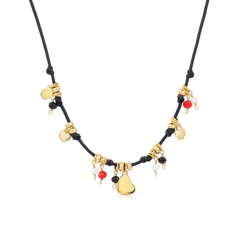 Personalized Stainless Steel Necklace, Love Star Pendant, Cloth Color Rope Necklace Electroplated 18K Gold Color Retention