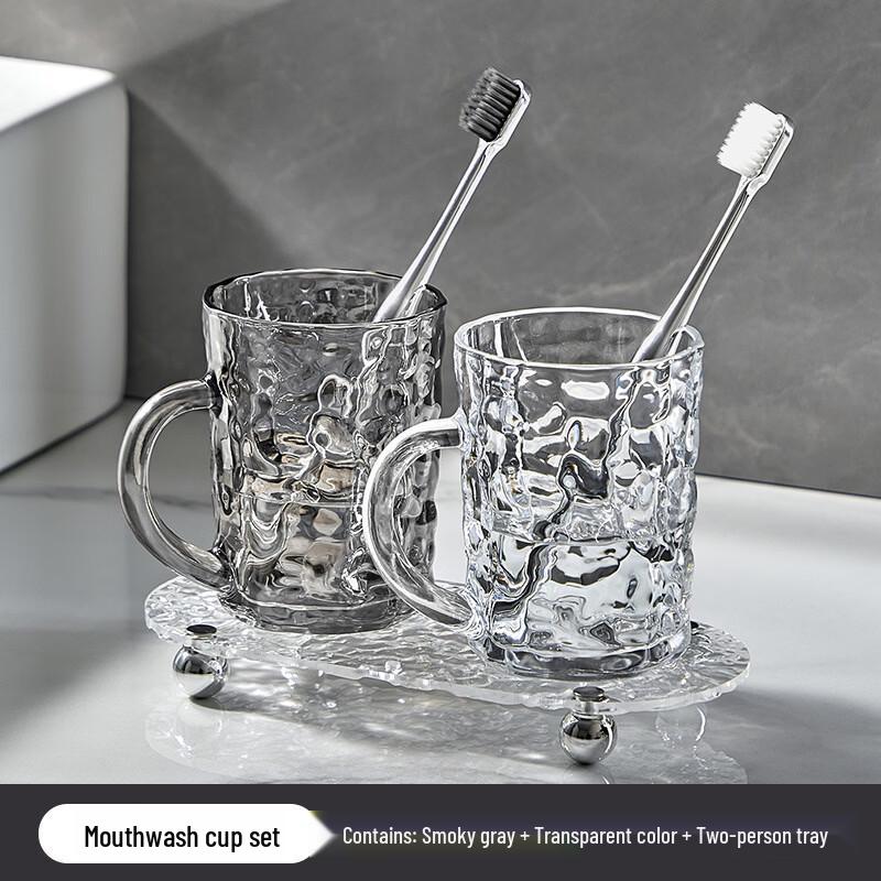 YIXI Elegant Glass Couple s Mouthwash Cups Set