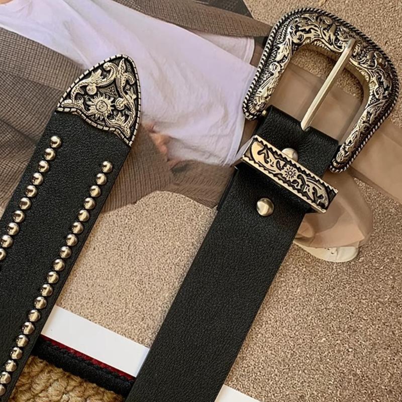 PU Waist Belt with Adjustable Pin Buckle for Fashion Enthusiasts Jeans Skirt