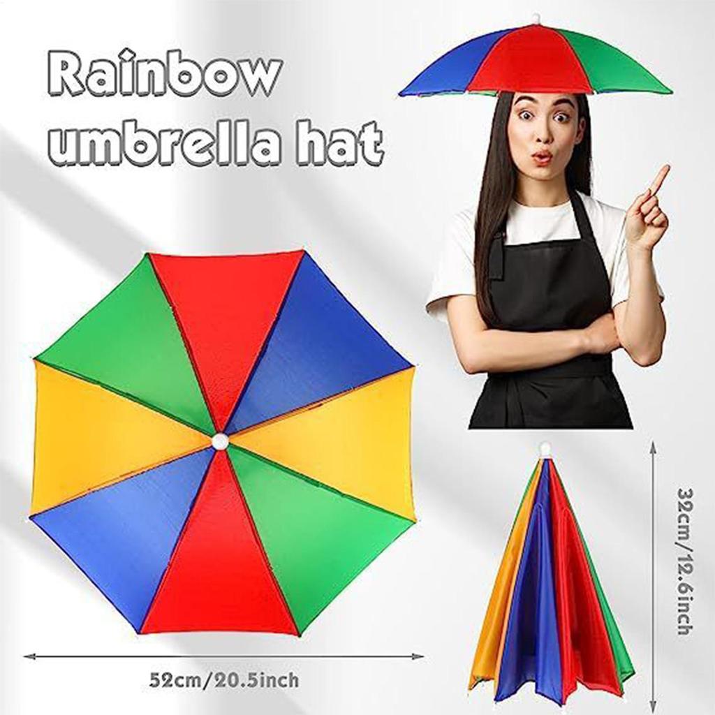 Headwear Umbrella Hat Elastic Headband Umbrella Waterproof Sunscreen Shade Umbrella Hat Adjustable for Camping Fishing Golf