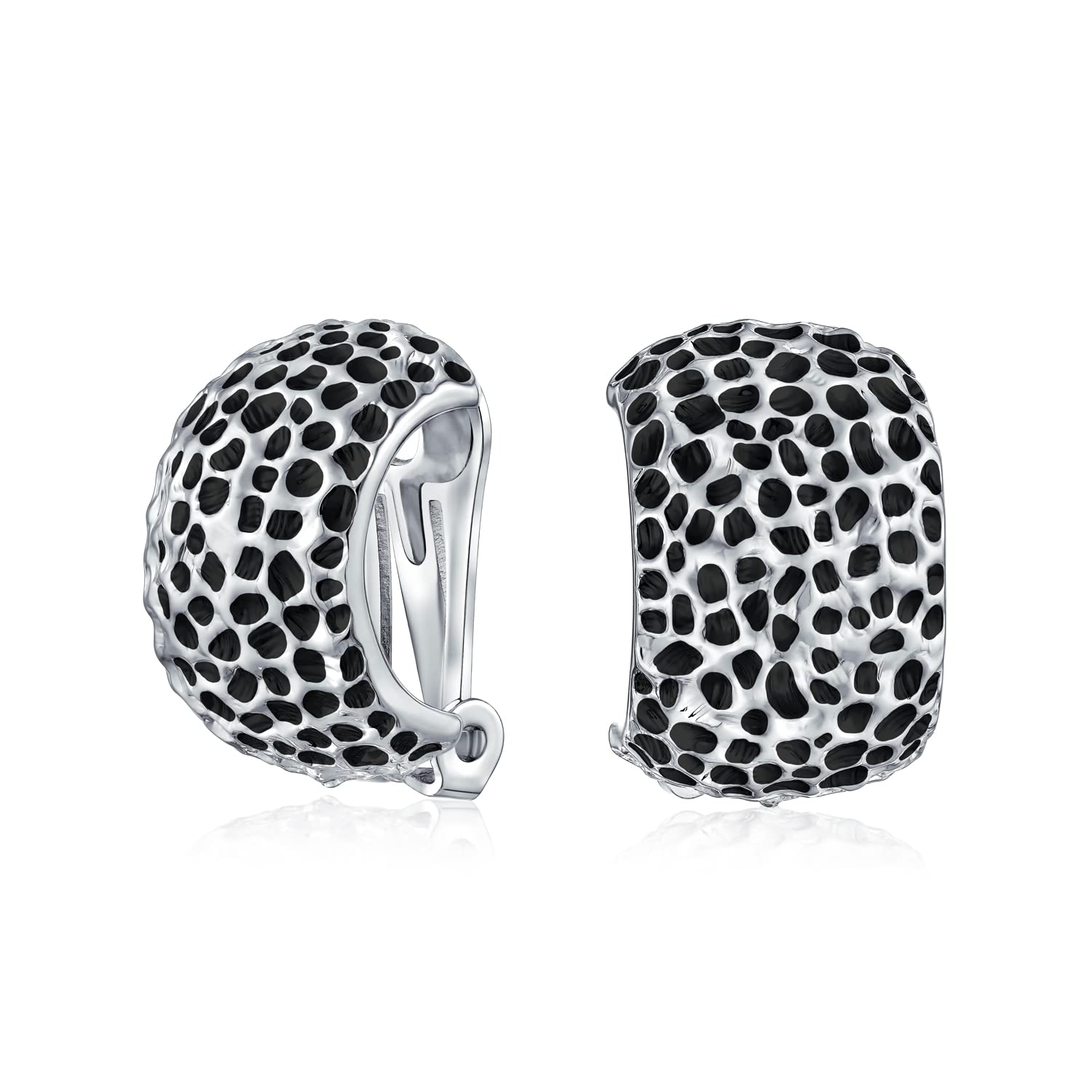 

Bling Jewelry Полукруглые серьги-кольца с леопардовым принтом Серьги-перевертыши с леопардовым принтом Серебро [Bling Jewelry] [Импорт]
