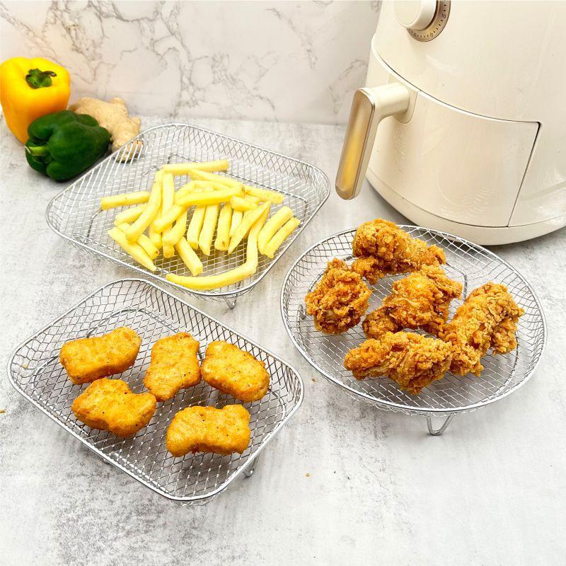 304 Stainless Steel Baking Rack for Air Fryer & Oven - Dehydrating, Oil Draining, and Frying.