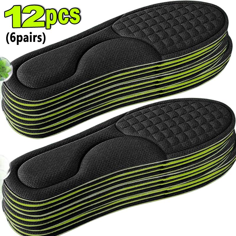 2/12pcs Nano Memory Foam Insoles Unisex Soft Sports Running Shoes Inserts Sweat-Absorbing Deodorant Cushion Shoe Sole Paddings