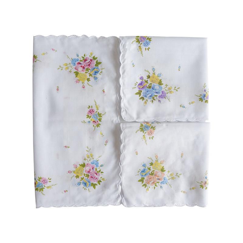

3Pcs 30x30cm Vintage Cotton Women Hankies Lace Flower Hanky Floral Assorted Cloth Ladies Scarf Pocket Hankerchief