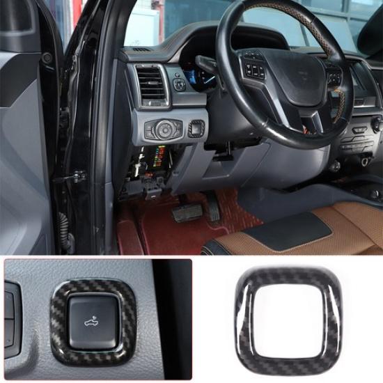 ABS Carbon fiber Engine Hood Switch Button Frame Trim For Ford Ranger 2015-21