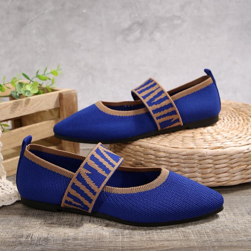 Flat Flying Weave Pointed Shallow Single Shoes Women's Breathable