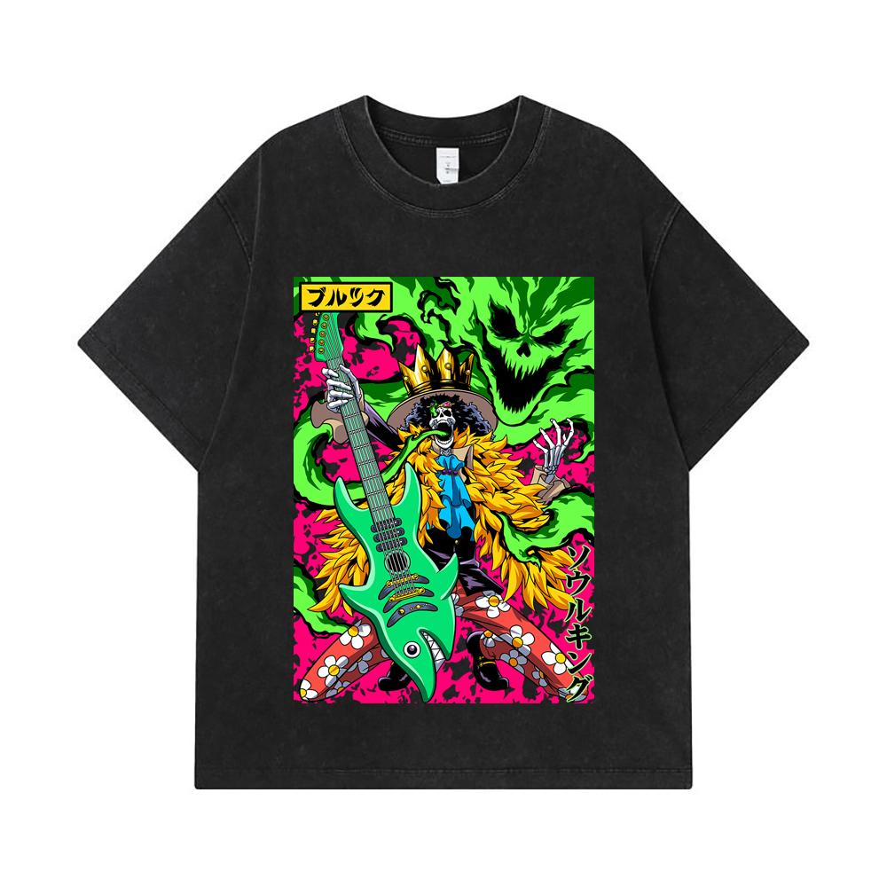 275 GSM Washed T-shirts 100% Cotton One Piece V69 Brook Print Unisex Heavy Cotton T Shirt