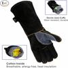 Extreme Heat & Fire Resistant Gloves Leather with Kevlar Stitching,Mitts Perfect for Fireplace, Stove, Oven, Grill, Welding, BBQ, Mig, Pot Holder,