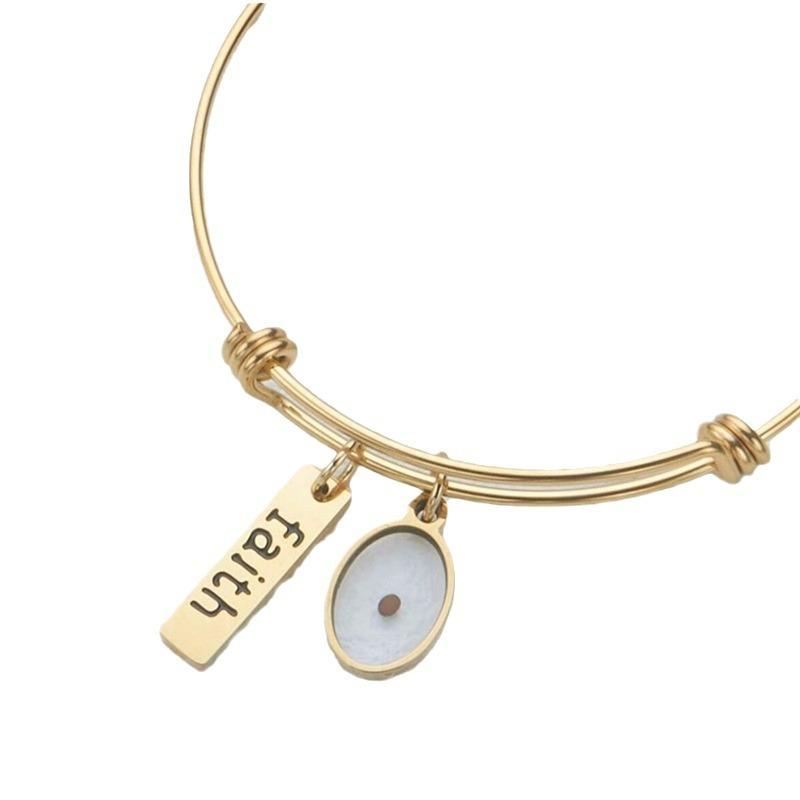 Belief Elliptical Stainless Steel Adjustable Stretch Bracelet Mustard Seed Necklace Decoration