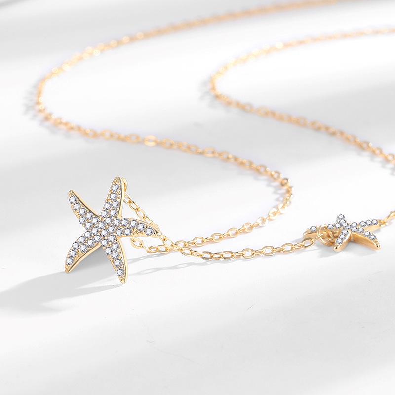 Double Star Diamond Necklace: Personalized Fashion, Luxury Niche Design, Versatile Clavicle Chain for Women