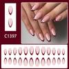 Glossy Press On Nail Almond Shaped Wine Red French Tip With White Polkas Dots and Bows Design 24Pcs for Women Party