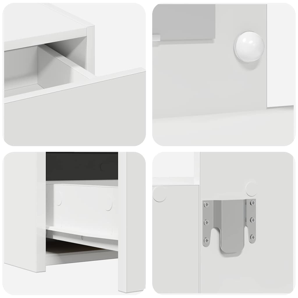 Toeletta Bianca con Cassetti 100 x 40 x 70 cm Legno Ingegnerizzato