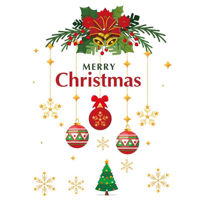 

1pc Christmas Garland Wall Stickers, Snowflake Tree Removable Vinyl Decals, Self-Adhesive Door Wall Decor for Home Holiday Party