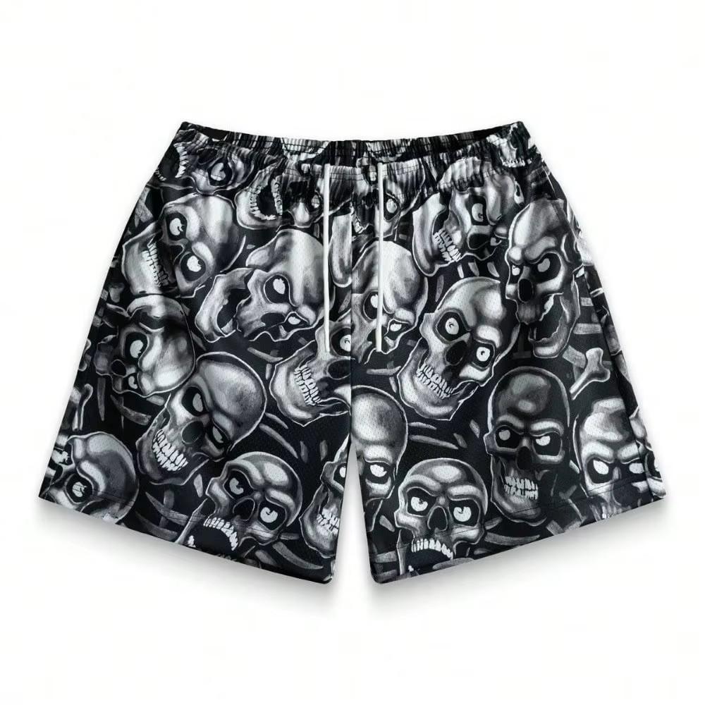 Dark Graphic Skull Ghost Demon Training Muay Thai Kickboxing Boxing MMA Print Shorts Unisex Gym Fitness Workout Quick Dry Elastic Waist