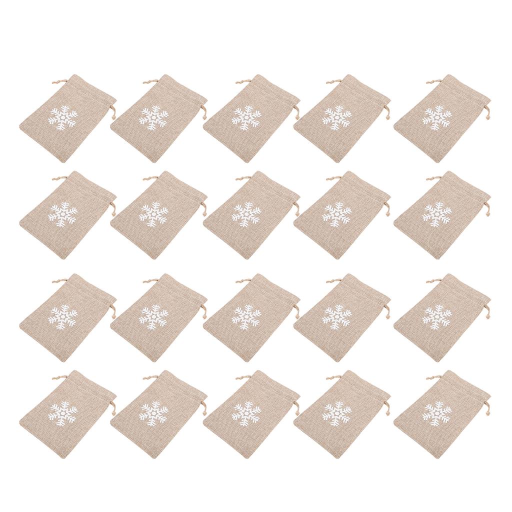 20pcs Burlap Bags Burlap Gift Bags Snowflake Burlap Pouches with Drawstring for Crafts Candy Party F