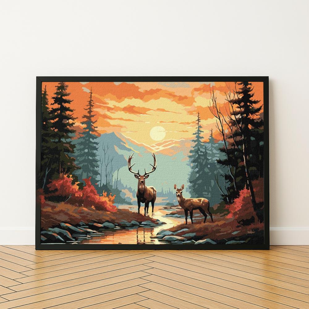 Malowanie Po Numerach Z Ramą Obrazy Do Malowania - Elegancki Jeleń 50X40 Cm