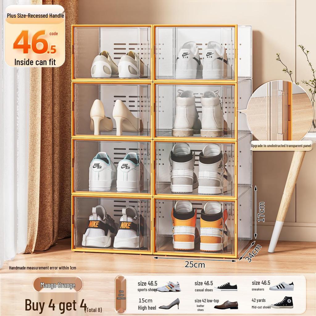 Transparent Foldable Shoe Storage Drawer: Space-Saving Plastic Shoe Organizer