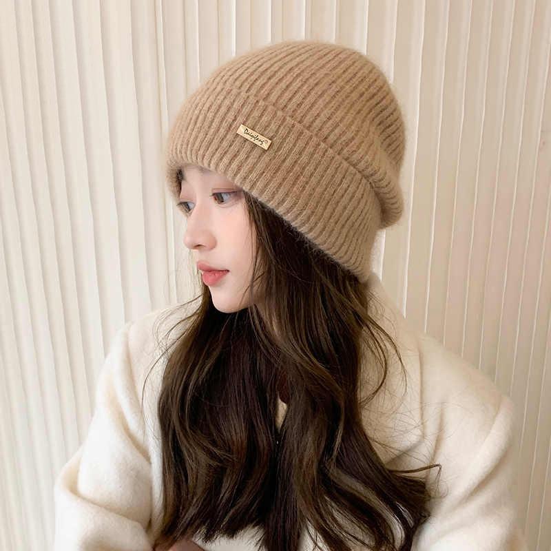 Big Head Circumference Knitted Wool Hat Winter Hat Women's Ear Protection Warm Headgear Fashion Versatile Stacking Hat